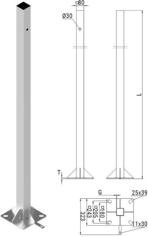 ATS Słup ATS SKAMP1/5 pod montaż kamer CCTV