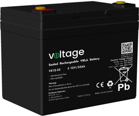 VOLTAGE Akumulator AGM Voltage 12V 33Ah VE12-33 (Żywotność 6-9 lat)