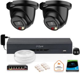 DAHUA ZESTAW 2 Kamer czarnych IP Dahua 8mpx IPC-HDW2849TM-S-IL-BLACK + DYSK