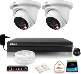 DAHUA Zestaw monitoringu IP Dahua 8mpx 4K 2 kamery IPC-HDW2849TM-S-IL z dyskiem
