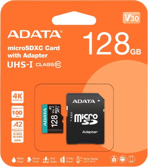 ADATA Adata Karta pamięci microSD Premier Pro 128 GB UHS1 U3 V30 A2 + adapter