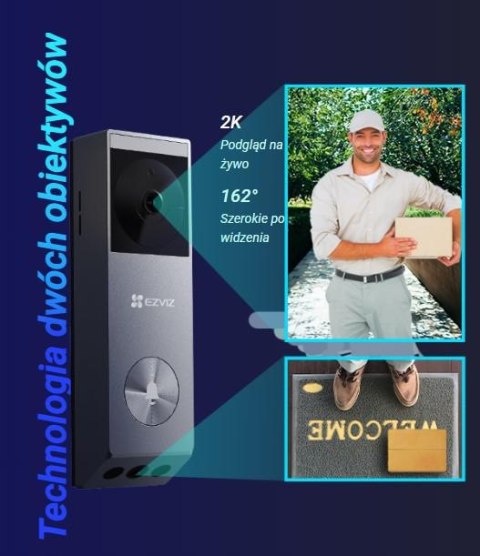 EZVIZ Wideodomofon Ezviz EP3x (3MP+2MP) zasilany bateriami z panelem słonecznym