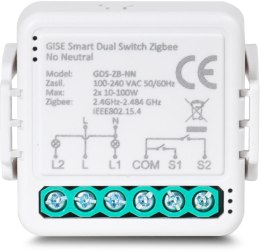 GISE GISE Smart Podwójny moduł przekaźnikowy (bez N) Zigbee | Tuya | GDS-ZB-NN
