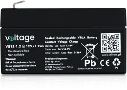 VOLTAGE Akumulator AGM Voltage 12V 1,2Ah VE12-1.2 (Żywotność 6-9 lat)