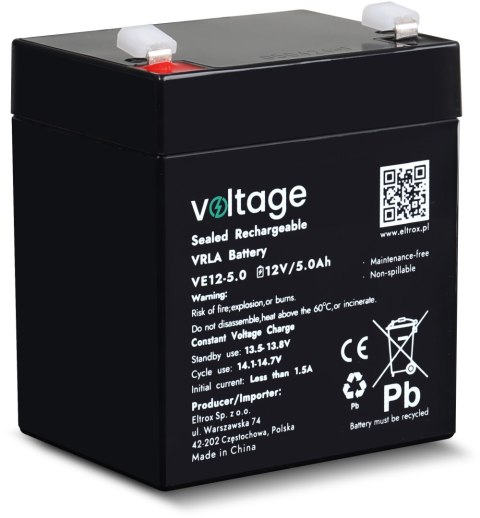 VOLTAGE Akumulator AGM Voltage 12V 5Ah VE12-5.0 (Żywotność 6-9 lat)