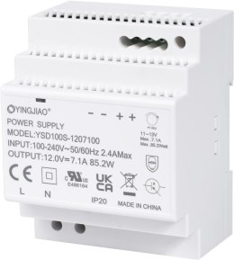 YINGJIAO ZASILACZ IMPULSOWY NA SZYNĘ DIN YINGJIAO YSD100S-1207100 12V/85W/7,1A