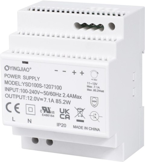 YINGJIAO ZASILACZ IMPULSOWY NA SZYNĘ DIN YINGJIAO YSD100S-1207100 12V/85W/7,1A