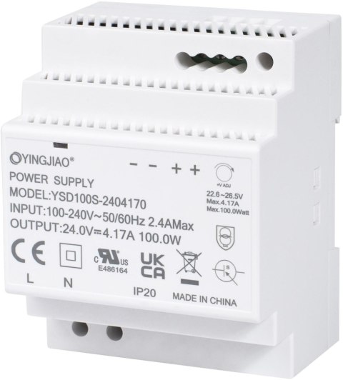 YINGJIAO ZASILACZ IMPULSOWY NA SZYNĘ DIN YINGJIAO YSD100S-2403830 24V/92W/3,83A