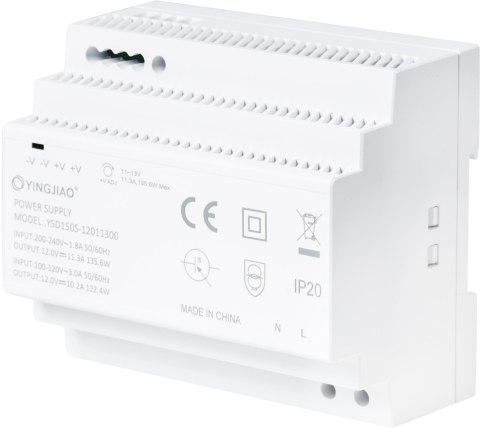 YINGJIAO ZASILACZ IMPULSOWY NA SZYNĘ DIN YINGJIAO YSD150S-12011300 12V/136W/11,3A