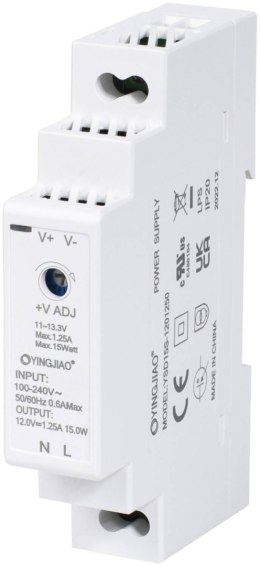 YINGJIAO ZASILACZ IMPULSOWY NA SZYNĘ DIN YINGJIAO YSD15S-1201250 12V/15W/1.25A