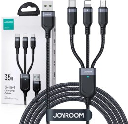 JOYROOM Kabel 3w1 USB-A / USB-C micro-USB Lightning Joyroom S-1T3018A18 30cm 3.5A w oplocie czarny