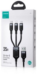 JOYROOM Kabel 3w1 USB-A / USB-C micro-USB Lightning Joyroom S-1T3018A18 30cm 3.5A w oplocie czarny