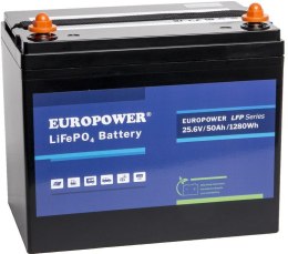 EUROPOWER Akumulator LiFePO4 EUROPOWER serii LFP 25,6V 50Ah Bluetooth (Żywotność ~2000 cykli)