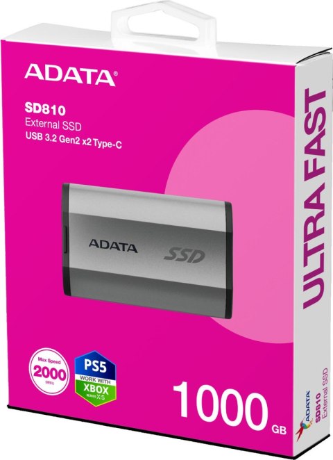 ADATA Dysk SSD Adata SD810 External 1TB USB3.2 srebrny