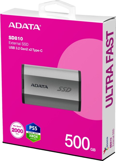 ADATA Dysk SSD Adata SD810 External 500GB USB3.2 srebrny