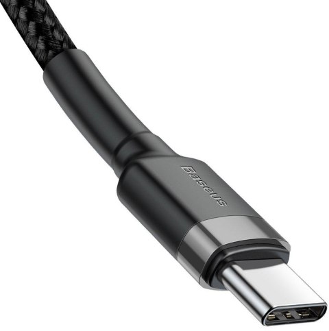 BASEUS KABEL USB-C / USB-C Baseus Cafule CATKLF-HG1 200cm 60W 3A PD 2.0 QC 3.0 CZARNO-SZARY W OPLOCIE