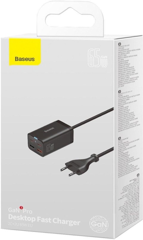 BASEUS ŁADOWARKA SIECIOWA Baseus GaN 3 Pro Desktop Charger CCGP040101 65W 2x USB-A 2x USB-C PD 3.0 QC 4.0