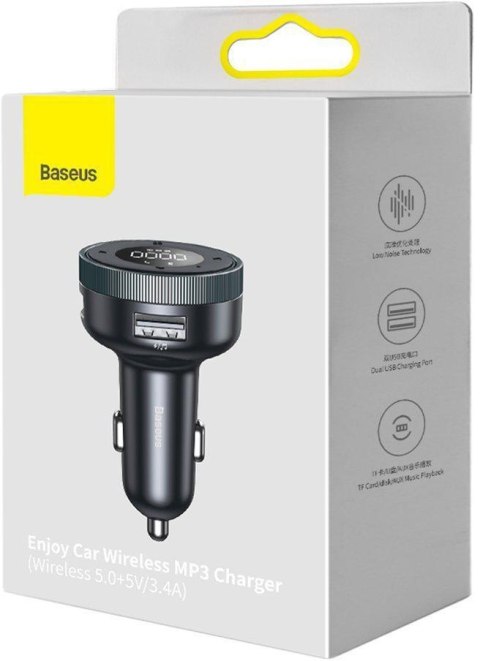 BASEUS TRANSMITER FM ŁADOWARKA SAMOCHODOWA Baseus Enjoy CCLH-01 3.4A 2x USB-A JACK 3.5MM BT 5.0
