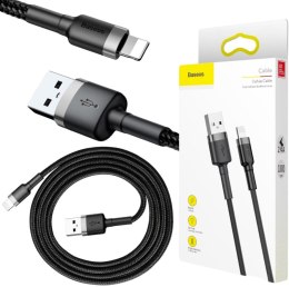 BASEUS KABEL USB-A / Lightning iPhone Baseus Cafule CALKLF-BG1 100cm Apple 2.4A CZARNO-SZARY W OPLOCIE