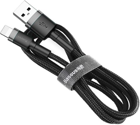 BASEUS KABEL USB-A / Lightning iPhone Baseus Cafule CALKLF-BG1 100cm Apple 2.4A CZARNO-SZARY W OPLOCIE