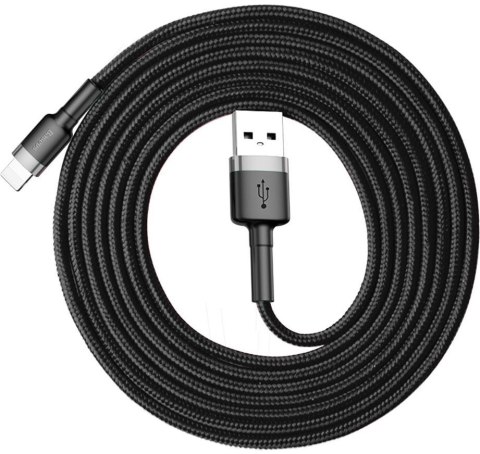 BASEUS KABEL USB-A / Lightning iPhone Baseus Cafule CALKLF-CG1 200cm Apple 1.5A CZARNO-SZARY W OPLOCIE