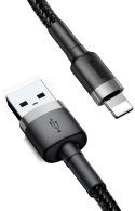 BASEUS KABEL USB-A / Lightning iPhone Baseus Cafule CALKLF-CG1 200cm Apple 1.5A CZARNO-SZARY W OPLOCIE