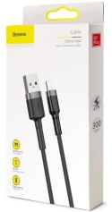 BASEUS KABEL USB-A / Lightning iPhone Baseus Cafule CALKLF-RG1 300cm Apple 2A CZARNO-SZARY W OPLOCIE