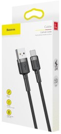 BASEUS KABEL USB-A / USB-C Baseus Cafule CATKLF-AG1 50cm 3A QC 3.0 CZARNO-SZARY W NYLONOWYM OPLOCIE