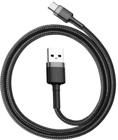 BASEUS KABEL USB-A / USB-C Baseus Cafule CATKLF-AG1 50cm 3A QC 3.0 CZARNO-SZARY W NYLONOWYM OPLOCIE