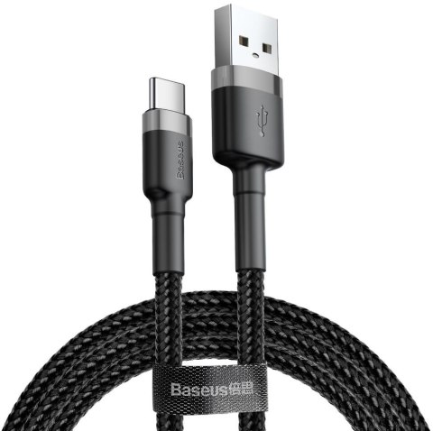 BASEUS KABEL USB-A / USB-C Baseus Cafule CATKLF-CG1 200cm 2A QC 3.0 CZARNO-SZARY W NYLONOWYM OPLOCIE