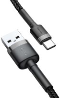 BASEUS KABEL USB-A / USB-C Baseus Cafule CATKLF-CG1 200cm 2A QC 3.0 CZARNO-SZARY W NYLONOWYM OPLOCIE