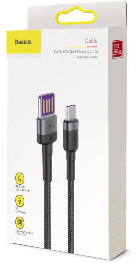 BASEUS KABEL USB-A / USB-C Baseus Cafule CATKLF-PG1 100cm SuperCharge 40W 5A QC 3.0 W OPLOCIE