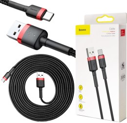 BASEUS KABEL USB-A / USB-C Baseus Cafule CATKLF-U91 300cm 2A QC 3.0 CZARNO-CZERWONY W OPLOCIE