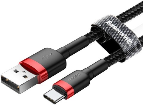 BASEUS KABEL USB-A / USB-C Baseus Cafule CATKLF-U91 300cm 2A QC 3.0 CZARNO-CZERWONY W OPLOCIE