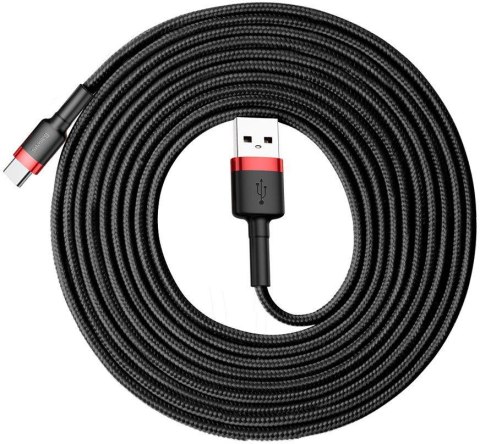 BASEUS KABEL USB-A / USB-C Baseus Cafule CATKLF-U91 300cm 2A QC 3.0 CZARNO-CZERWONY W OPLOCIE