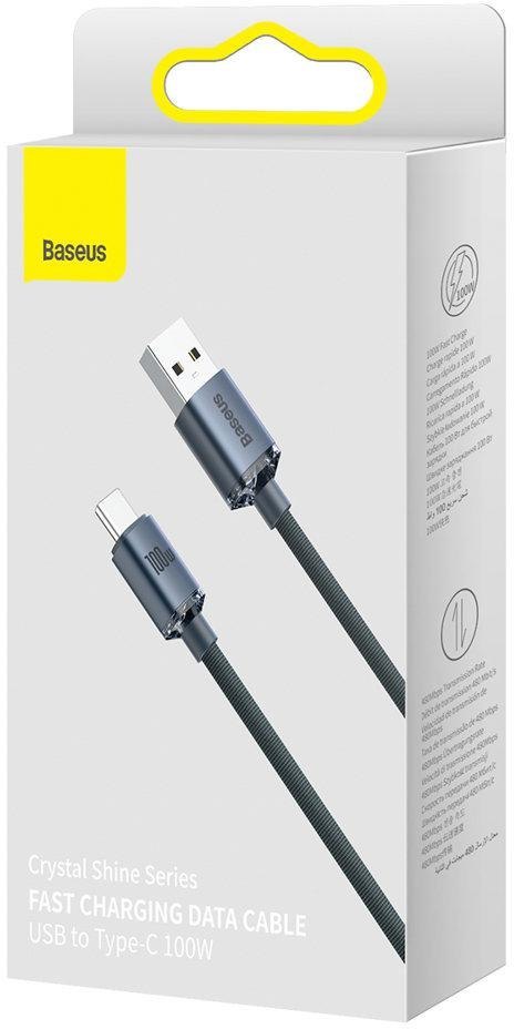 BASEUS KABEL USB-A / USB-C Baseus Crystal CAJY000401 120cm 100W 6A QC 3.0 W OPLOCIE PREMIUM