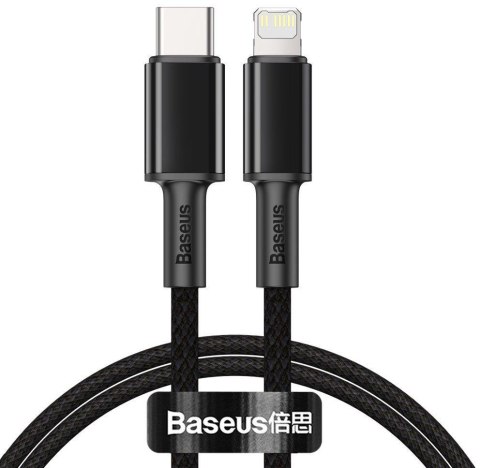 BASEUS KABEL USB-C / Lightning iPhone Baseus Cafule CATLGD-01 1m 20W PD Quick Charging CZARNY W OPLOCIE