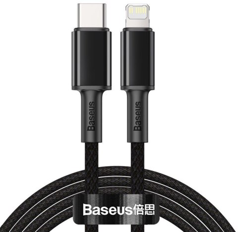BASEUS KABEL USB-C / Lightning iPhone Baseus Cafule CATLGD-A01 2m 20W PD Quick Charging CZARNY W OPLOCIE