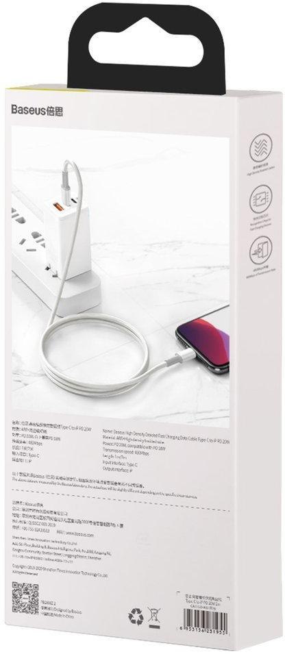 BASEUS KABEL USB-C / Lightning iPhone Baseus Cafule CATLGD-A02 2m 20W PD Quick Charging BIAŁY W OPLOCIE
