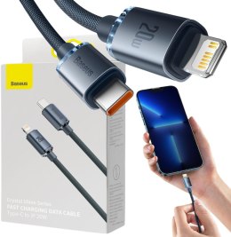 BASEUS KABEL USB-C / Lightning iPhone Baseus Crystal CAJY000301 2m 20W PD QC CZARNY W OPLOCIE PREMIUM