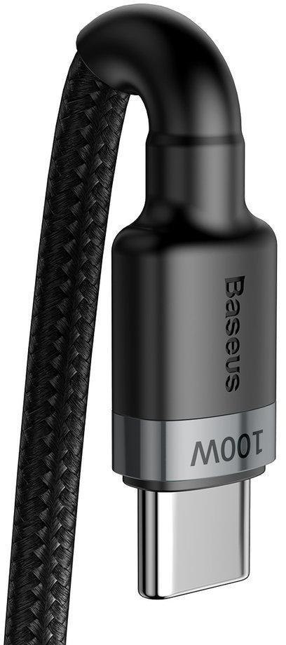 BASEUS KABEL USB-C / USB-C Baseus Cafule CATKLF-ALG1 200cm 100W 5A PD 2.0 QC 3.0 CZARNO-SZARY W OPLOCIE