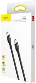 BASEUS KABEL USB-C / USB-C Baseus Cafule CATKLF-GG1 100cm 60W 3A PD 2.0 QC 3.0 CZARNO-SZARY W OPLOCIE