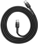 BASEUS KABEL USB-C / USB-C Baseus Cafule CATKLF-GG1 100cm 60W 3A PD 2.0 QC 3.0 CZARNO-SZARY W OPLOCIE