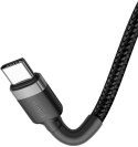 BASEUS KABEL USB-C / USB-C Baseus Cafule CATKLF-GG1 100cm 60W 3A PD 2.0 QC 3.0 CZARNO-SZARY W OPLOCIE