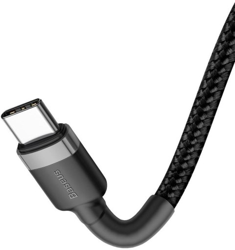 BASEUS KABEL USB-C / USB-C Baseus Cafule CATKLF-GG1 100cm 60W 3A PD 2.0 QC 3.0 CZARNO-SZARY W OPLOCIE