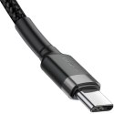 BASEUS KABEL USB-C / USB-C Baseus Cafule CATKLF-GG1 100cm 60W 3A PD 2.0 QC 3.0 CZARNO-SZARY W OPLOCIE