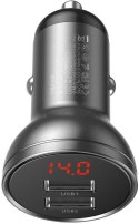 BASEUS ŁADOWARKA SAMOCHODOWA Baseus Digital Display CCBX-0G 24W 4.8A 2x USB-A CZARNA