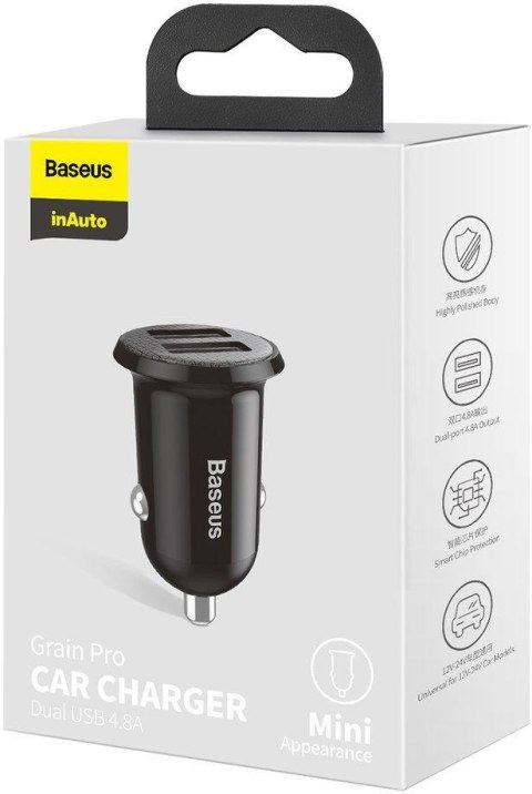 BASEUS ŁADOWARKA SAMOCHODOWA Baseus Grain Pro CCALLP-01 24W 4.8A 2x USB-A