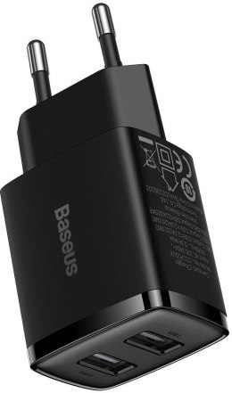 BASEUS ŁADOWARKA SIECIOWA Baseus Compact Charger CCXJ010201 10.5W 2x USB-A CZARNA