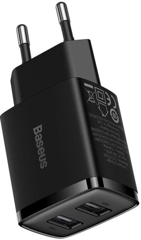 BASEUS ŁADOWARKA SIECIOWA Baseus Compact Charger CCXJ010201 10.5W 2x USB-A CZARNA